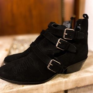 Faux Suede Black Booties